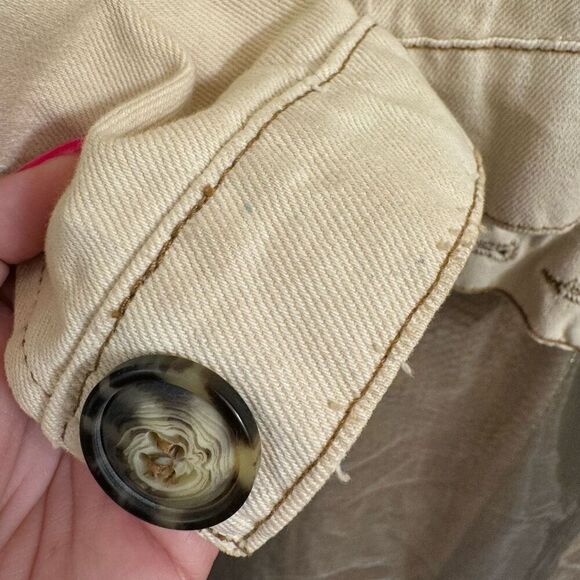 Free People Ivory Ecru Eisenhower Button Up Jean Jacket Small - Picture 8 of 10